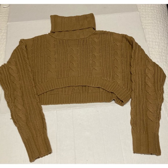HYFVE Women Sweater Cropped Turtleneck‎ Brown Small - Picture 1 of 8